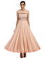 Long Kurta Set with Star Embroidered Dupatta- Blush