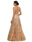 Handcrafted Lehenga with Sequin Blouse- Peach