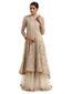 Asymmetric Kurta with Sharara and Dupatta- Ivory