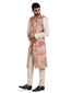 Sherwani Set with Embroidered Print - Salmon