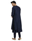 Asymmetric Kurta Set with Centre Drape- Navy