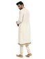 Classic Kurta Set with Embroidered Collar- Ivory