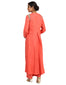 Draped Long Kurta Set with Asymmetric Drape- Coral Pink