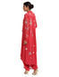 Graphic Embroidered Kurta Set with Dhoti Pants- Coral Pink