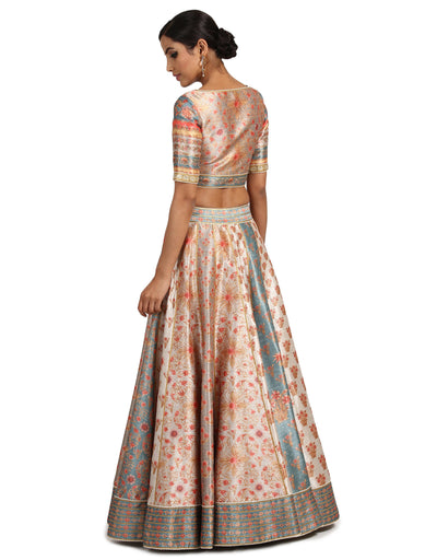Silk Panelled Lehenga- Blue