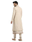Sherwani Set with Quilted Applique Embroidery- Salmon