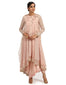 Textured Net Kurta with Dhoti Pants- Blush