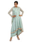 Textured Net Kurta with Dhoti Pants- Mint Green