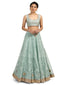 Embroidered Lehenga Saree Set- Mint Green