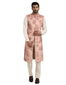 Sherwani Set with Embroidered Print - Salmon
