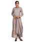 Asymmetric Draped Kurta Set in Khadi- Grey