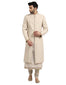 Sherwani Set with Quilted Applique Embroidery- Salmon