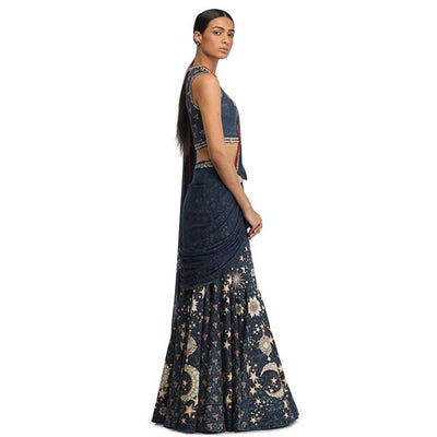 Lehenga Style Saree- Blue