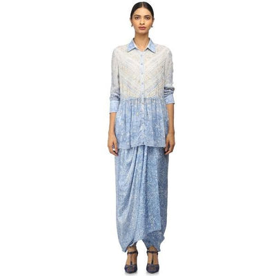 Asymmetric Shirt- Ice Blue