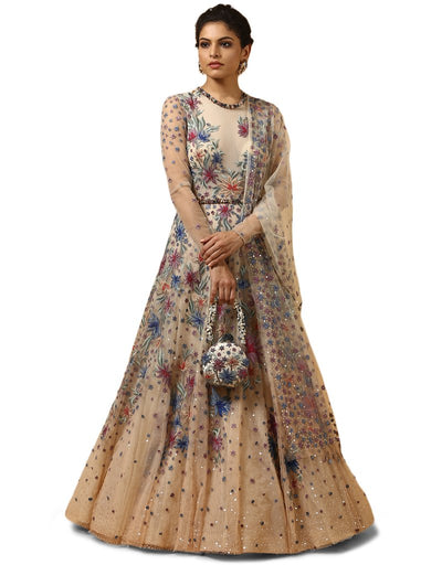 Bejeweled Anarkali Set- Ivory To Peach