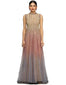 Tulle Kalidar Kurta with Churidar- Beige Lilac Tanzanite