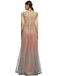 Tulle Kalidar Kurta with Churidar- Beige Lilac Tanzanite