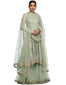 Asymmetric Kurta with Sharara and Dupatta- Aqua