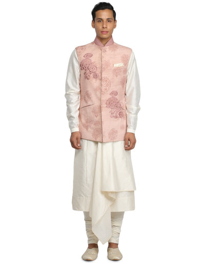 Single Button Nehru Jacket- Salmon