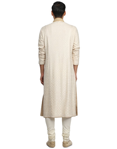 Embroidered Kurta- Ivory