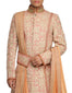 Sherwani with Pre-Pleated Stole & Kamarbandh - Salmon