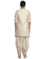 Sleevless Sherwani with Dhoti- Ivory