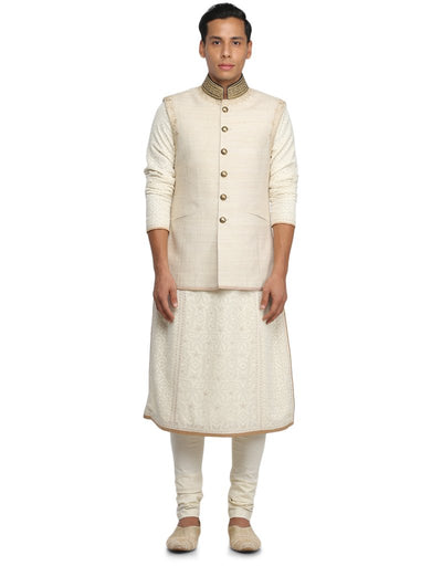 Classic Nehru Jacket with Minimalistic Detailing - Ivory