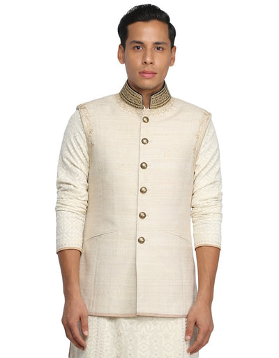 Classic Nehru Jacket with Minimalistic Detailing - Ivory