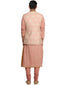 Embroidered Silk Nehru Jacket- Salmon