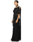 Star Embroidered Saree- Black