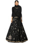 Lehenga with Star & Floral Embroidery- Black