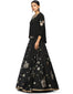 Lehenga with Star & Floral Embroidery- Black