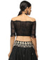 Lehenga with Star & Floral Embroidery- Black