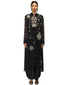 Graphic Embroidered Kurta Set with Dhoti Pants- Black