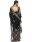 Embroidered Saree with Star & Floral Graphics- Black