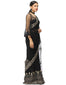 Embroidered Saree with Star & Floral Graphics- Black