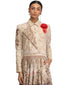 Floral Print Panelled Dress- Beige