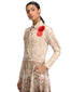 Floral Print Panelled Dress- Beige