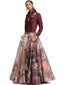 Draped Lehenga with Shirt- Aubergine