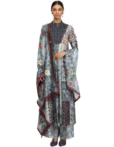 Pleated Kurta Set- Teal