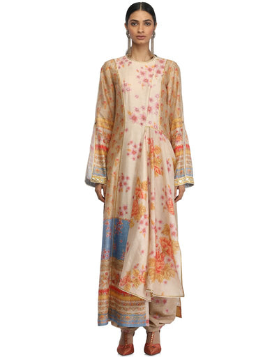 Long Kurta Set with Asymmetric Drape