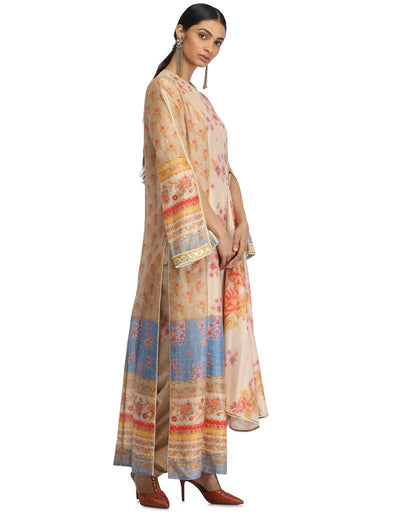 Long Kurta Set with Asymmetric Drape