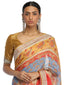 Printed Maheshwari Linen Saree- Red