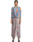 Draped T-Shirt with Bateau Neckline- Blue