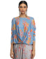 Draped T-Shirt with Bateau Neckline- Blue
