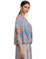 Draped T-Shirt with Bateau Neckline- Blue