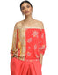 Off-Shoulder T-Shirt- Coral
