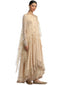 Textured Net Kurta with Dhoti Pants- Antique Beige
