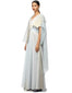 Wide-Leg Jumpsuit with Attached Drape- Ice Blue