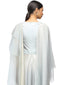 Wide-Leg Jumpsuit with Attached Drape- Ice Blue